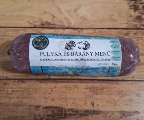 Pulyka és bárány menü fermentált brokkolival, érzékeny emésztésű kutyáknak 500g, Special Dog Food