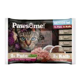   Pawsome! Alutasakos eledel mixpack, idős macskáknak - pulyka és borjú (4x85g)