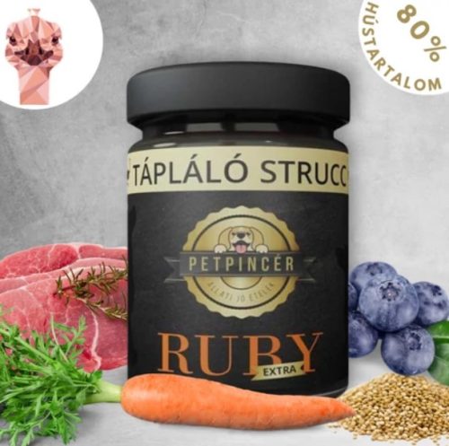 RUBY EXTRA - Strucchús főtt menü kutyáknak, 80% hústartalommal 300 g, Petpincér 