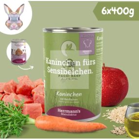   Nyúlhús párolt menü kutyáknak - bio sárgarépa, bio alma 400 g, Herrmanns