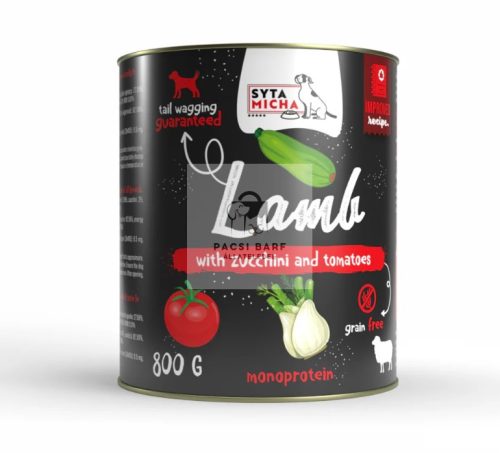 Syta Micha Nedves kutyaeledel – Bárányhús, cukkini és paradicsom (800 g)