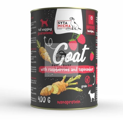 Syta Micha Nedves kutyaeledel – Kecskehússal, málnával és csicsókával (400 g)