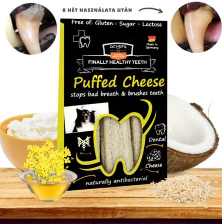 Természetes fogtisztító stick kutyáknak, 70g - Qchefs Puffed Cheese