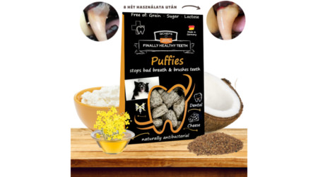 Természetes fogtisztító jutalomfalat kutyáknak, 65g - Qchefs Puffies 