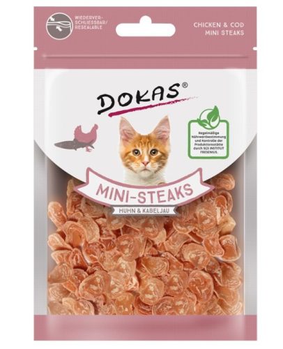 Mini steak cicáknak csirkével és tőkehallal, Dokas