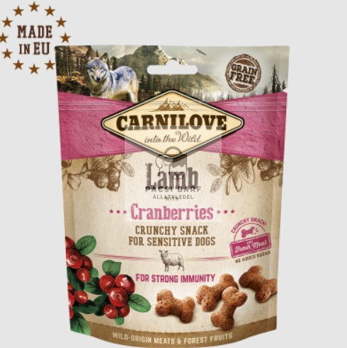 Carnilove Crunchy Lamb with Cranberries - Bárányos ropogós jutalomfalat kutyáknak, 200g