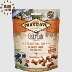   Carnilove Crunchy Ostrich with Blackberries - Struccos ropogós jutalomfalat kutyáknak, 200g