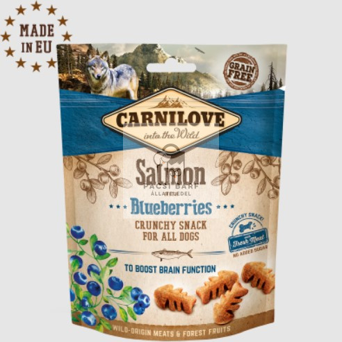 Carnilove Crunchy Salmon & Blueberries - Lazacos ropogós jutalomfalat kutyáknak, 200g