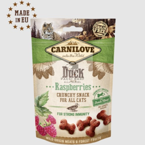 Carnilove Crunchy Duck with Raspberries - Kacsás ropogós jutalomfalat macskáknak, 50g
