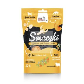   Syta Micha Smaczki Tréningfalat kutyáknak – Bárányhús, sütőtök, banán és sárgabarack (80 g)