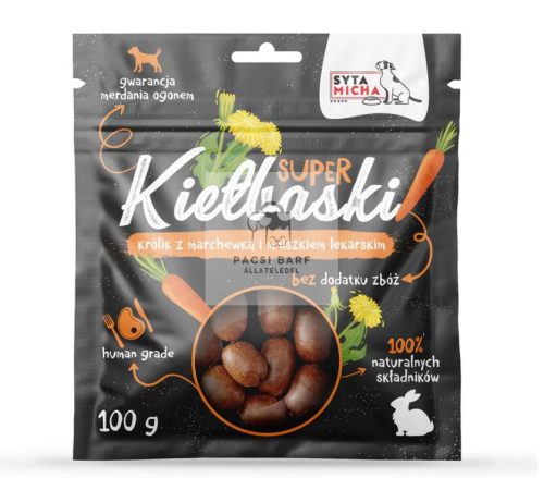 Syta Micha SUPER kolbászkák kutyáknak – nyúl, répa és pitypang (100 g)