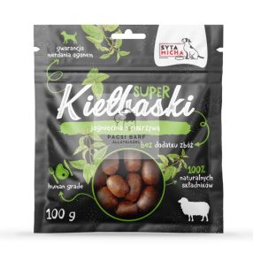   Syta Micha SUPER kolbászkák kutyáknak – bárány és csalán (100 g)
