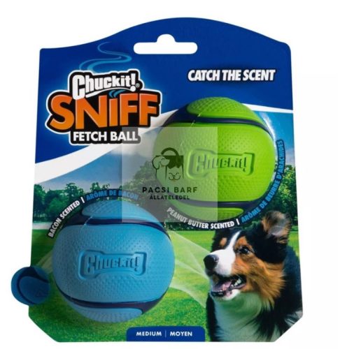CHUCKIT Sniff Fetch Labda Pakk (mogyoróvaj és bacon illatú) - 2 db (M)