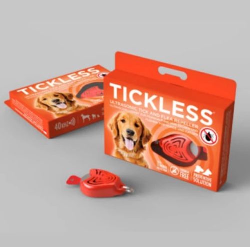 Vegyszermentes ultrahangos kullancs- és bolhariasztó medál kutyáknak és macskáknak, TICKLESS - narancs