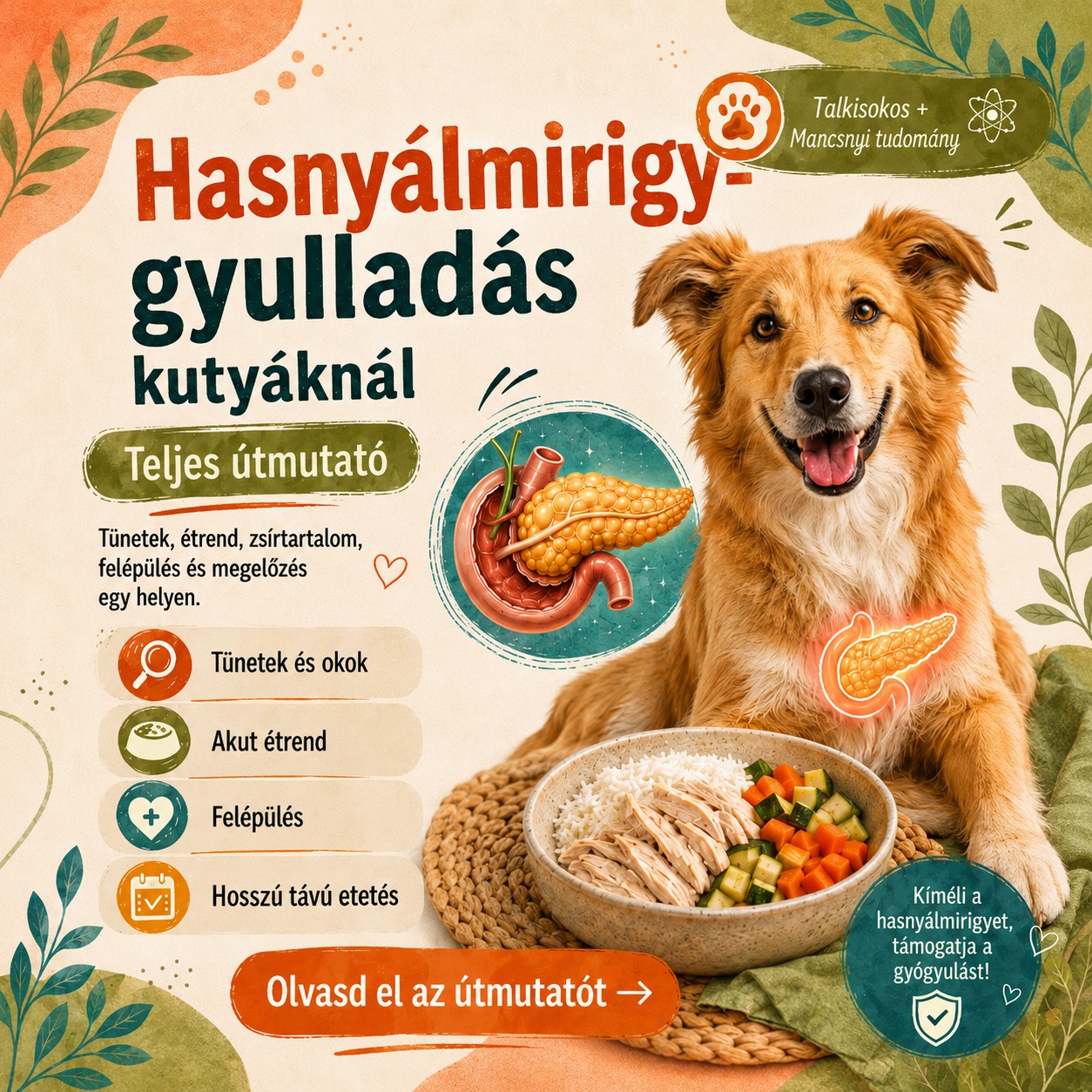 Hasnyálmirigy-gyulladás kutyáknál – étrend, tünetek, kezelés és felépülés